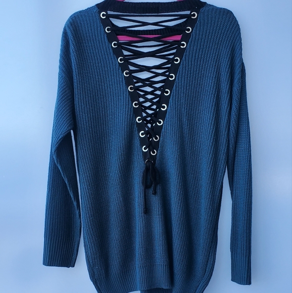 Teal Sweater Long Sleeve Shirt - Picture 3 of 3